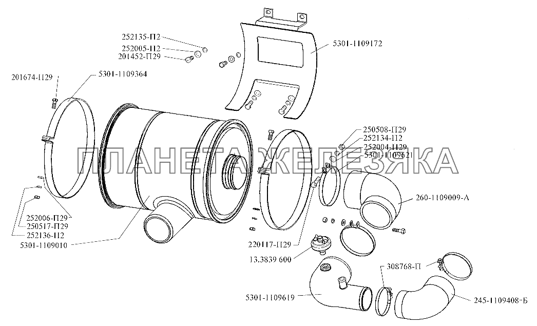 Установка воздушного фильтра дизеля Д-245.12С ЗИЛ-5301 (2006)